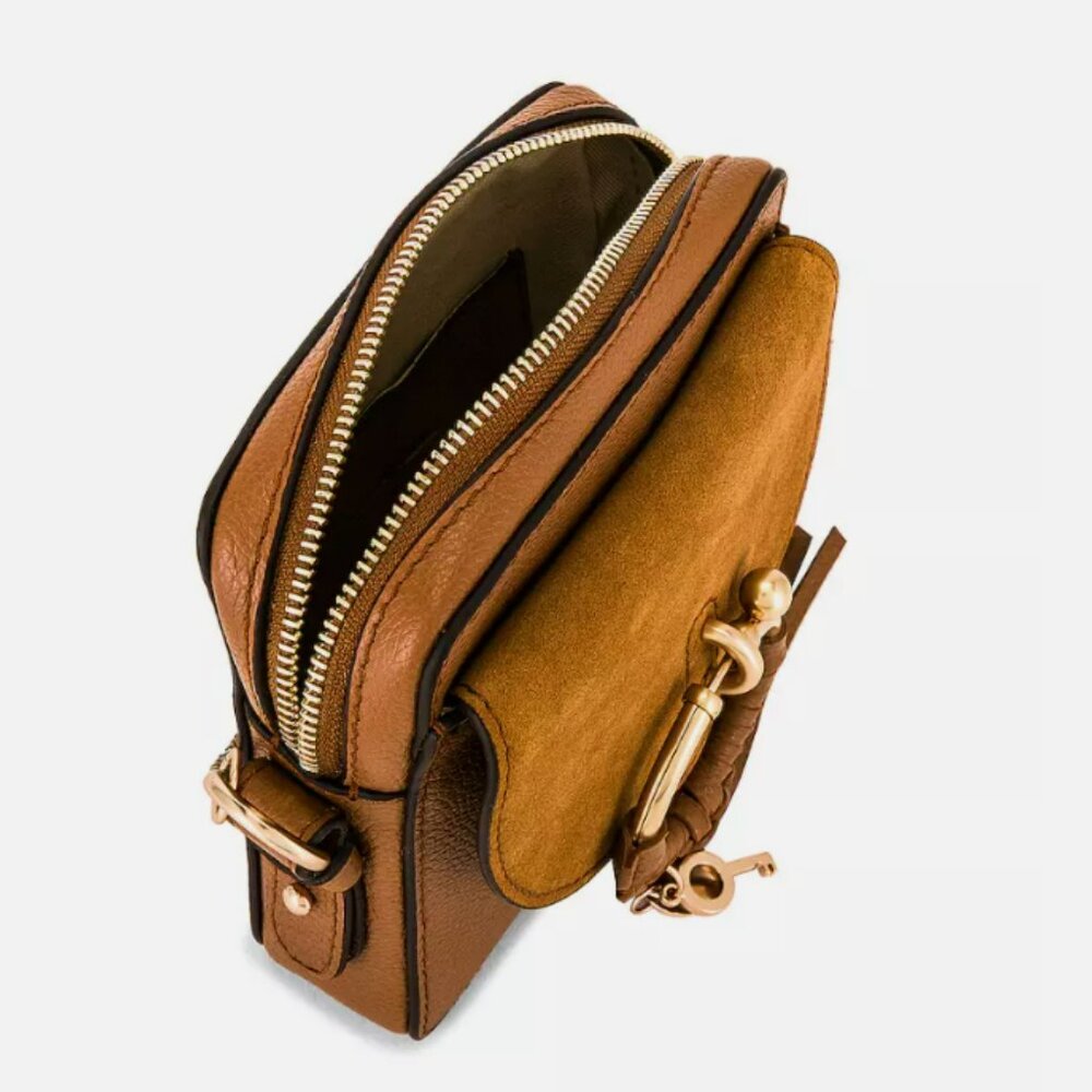 See by Chloé Joan Camera Leather Crossbody Bag in Caramello MSRP$465